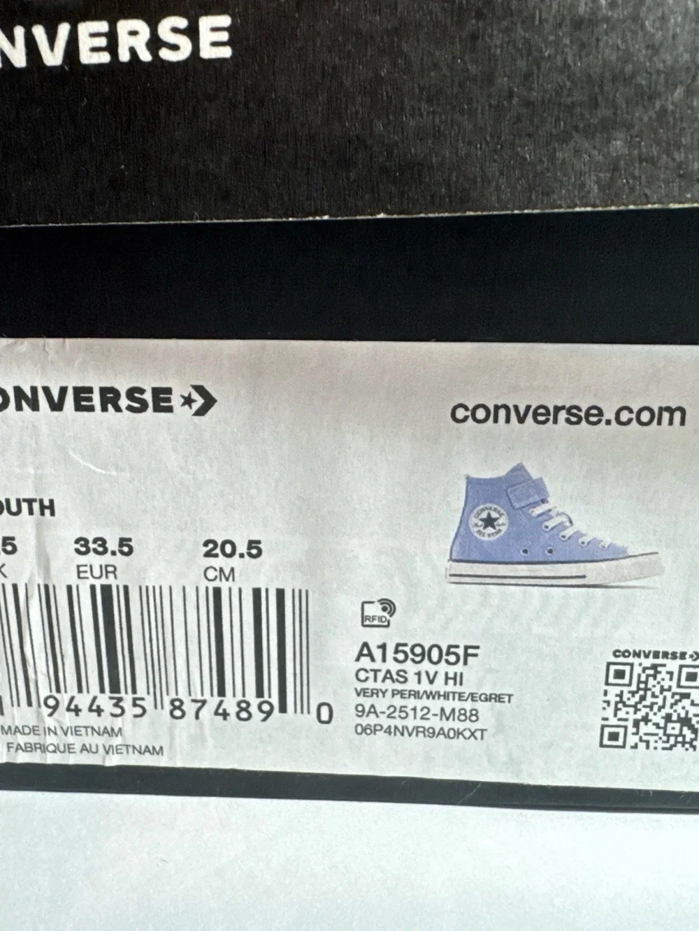 Converse Very Periwinkle High Top Sneakers Velcro closure NIB